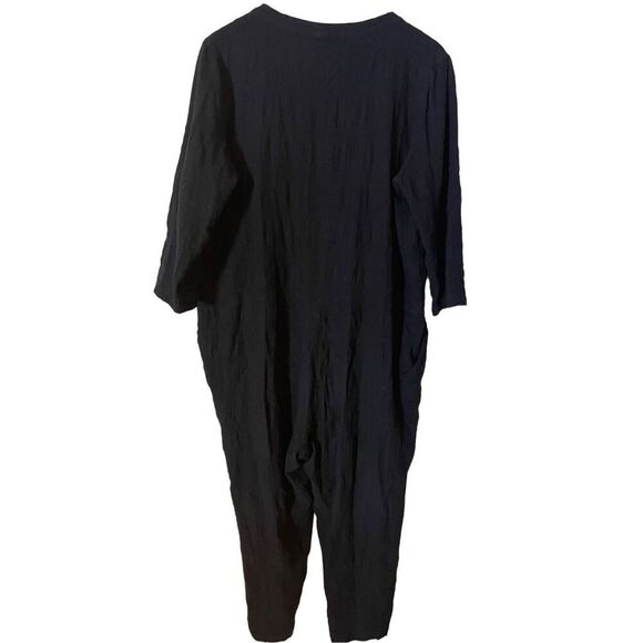 Hatch Maternity Size 3 Large Button Jumper Jumpsuit Black V Neck Long Sleeves - Picture 2 of 9
